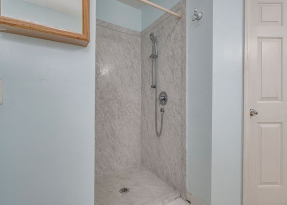 Bathroom, Glass Shower, Interior, Marble Walls