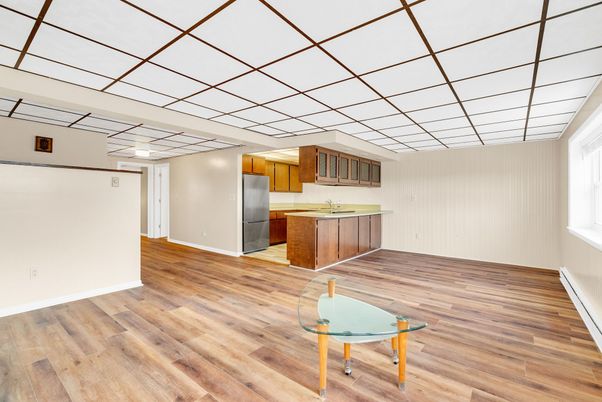 Interior, Kitchen, Recessed Lighting, Wood Texture Flooring