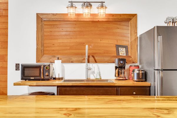Interior, Kitchen, Stainless Steel Appliances, Wooden Walls
