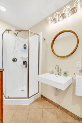 Bathroom, Glass Shower, Interior, Recessed Lighting