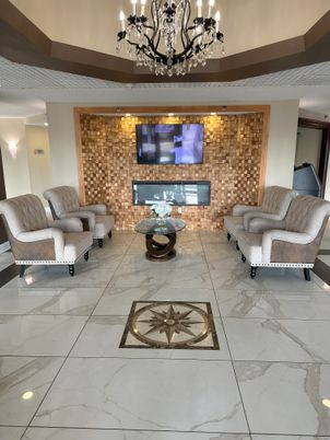 Chandelier, Interior, Living room, Marble, Stone Walls