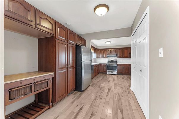 Interior, Kitchen, Stainless Steel Appliances, Wood Texture Flooring