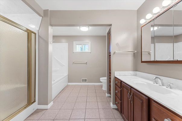 Bathroom, Dual Sink Vanities, Glass Shower, Interior