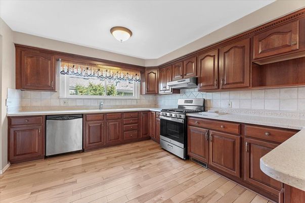 Interior, Kitchen, Stainless Steel Appliances, Wood Texture Flooring