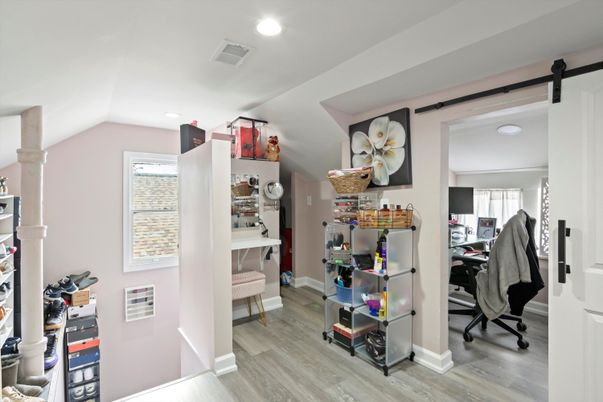 Home Office, Interior, Recessed Lighting, Wood Texture Flooring