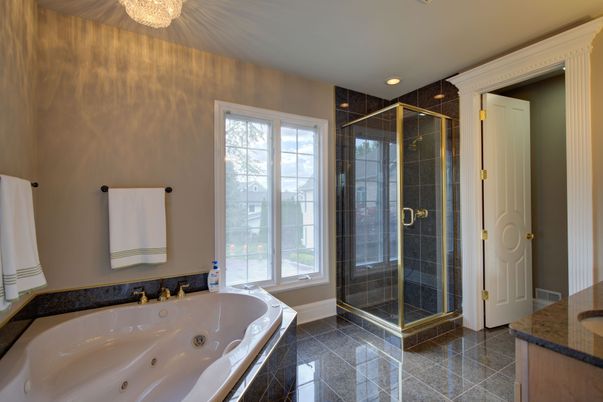 Bathroom, Glass Shower, Interior, Recessed Lighting
