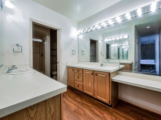 Bathroom, Dual Sink Vanities, Interior, Wood Texture Flooring