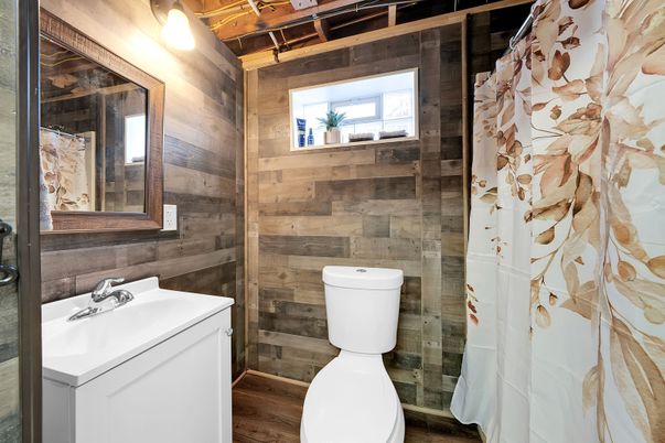 Bathroom, Interior, Wood Texture Flooring, Wooden Walls