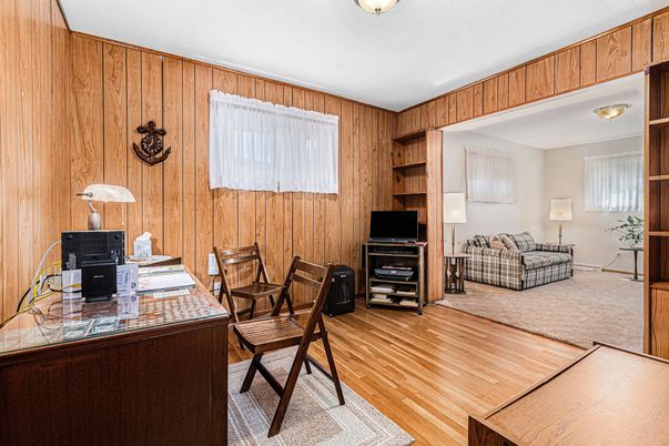 Home Office, Interior, Wood Texture Flooring, Wooden Walls