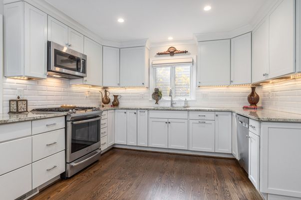 Interior, Kitchen, Recessed Lighting, Wood Texture Flooring