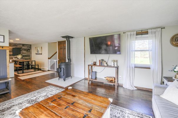 Dining room, Interior, Recessed Lighting, Wood Texture Flooring