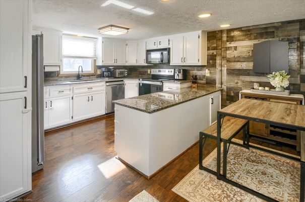 Interior, Kitchen, Recessed Lighting, Wood Texture Flooring