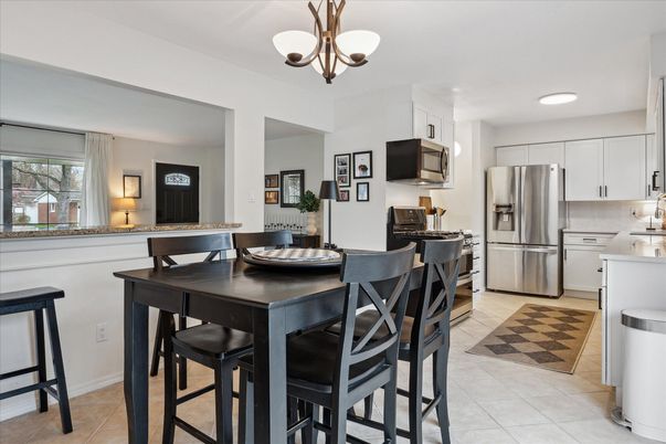 Dining room, Interior, Kitchen, Recessed Lighting, Stainless Steel Appliances