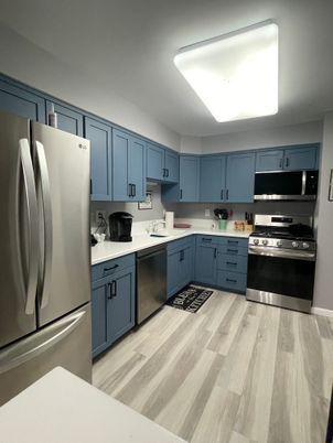 Interior, Kitchen, Stainless Steel Appliances, Wood Texture Flooring
