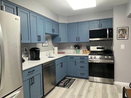 Interior, Kitchen, Stainless Steel Appliances, Wood Texture Flooring