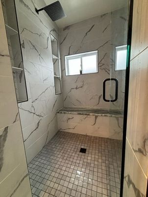 Bathroom, Glass Shower, Interior, Marble Walls