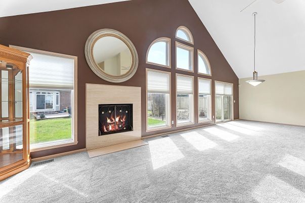 Empty room, Fireplace, Interior, Pendant Lights
