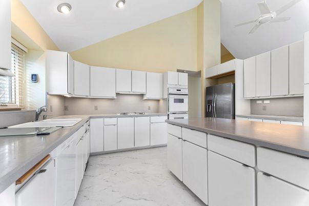 Interior, Kitchen, Marble, Recessed Lighting, Stainless Steel Appliances