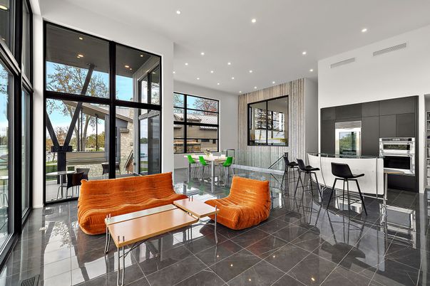 Dining room, Interior, Kitchen, Living room, Recessed Lighting, Stainless Steel Appliances