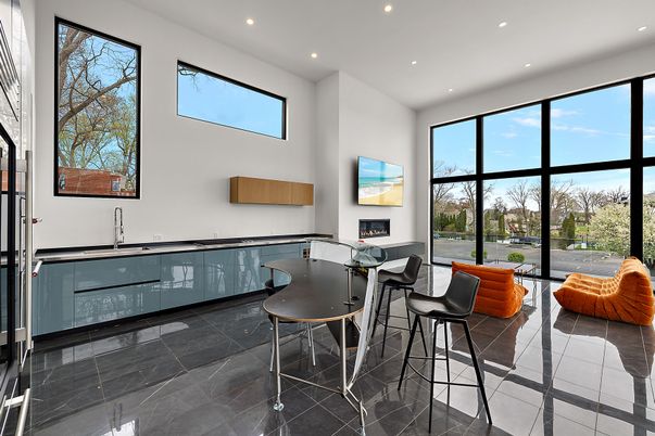 Fireplace, Interior, Marble, Recessed Lighting