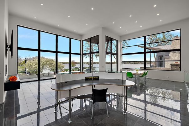 Dining room, Interior, Pendant Lights, Recessed Lighting, Water