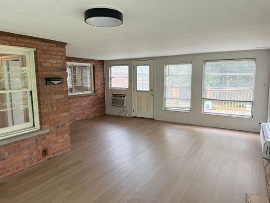 Empty room, Interior, Stone Walls, Wood Texture Flooring