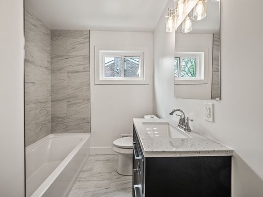 Bathroom, Interior, Marble, Marble Walls, Wood Texture Flooring