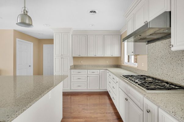 Interior, Kitchen, Pendant Lights, Recessed Lighting, Wood Texture Flooring