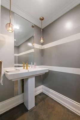 Bathroom, Interior, Pendant Lights, Recessed Lighting, Wood Texture Flooring