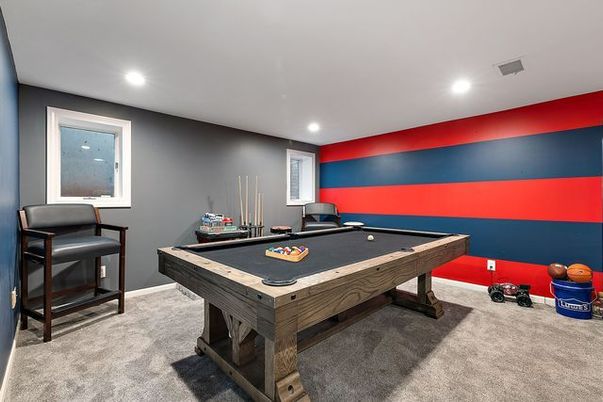 Billiard Table, Game Room, Interior, Recessed Lighting