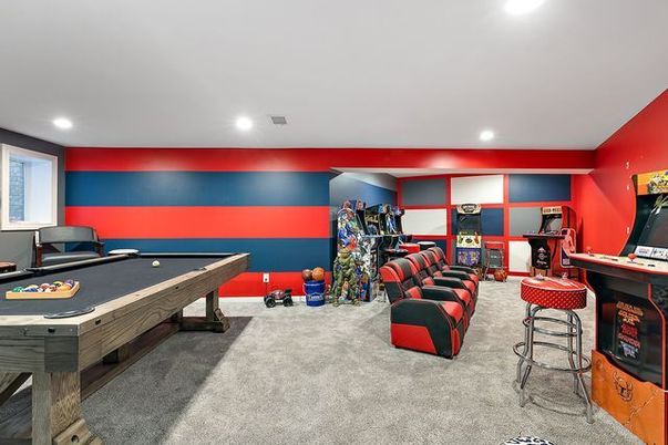 Billiard Table, Game Room, Interior, Recessed Lighting