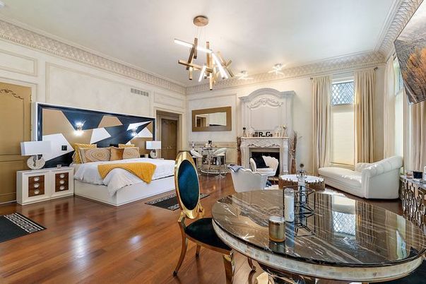 Chandelier, Dining room, Fireplace, Interior, Living room, Wood Texture Flooring