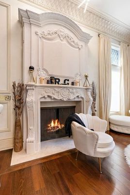 Fireplace, Interior, Wood Texture Flooring