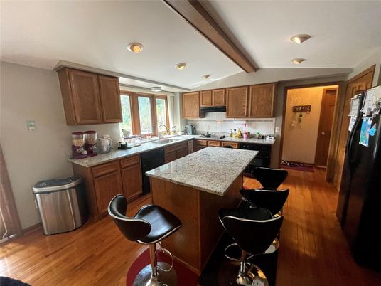 Interior, Kitchen, Recessed Lighting, Wooden Beams, Wood Texture Flooring