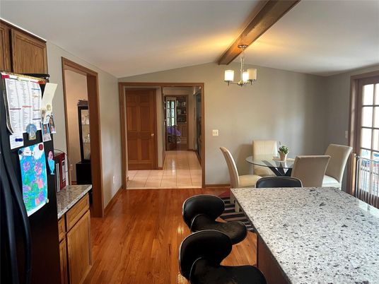 Chandelier, Dining room, Interior, Wood Texture Flooring