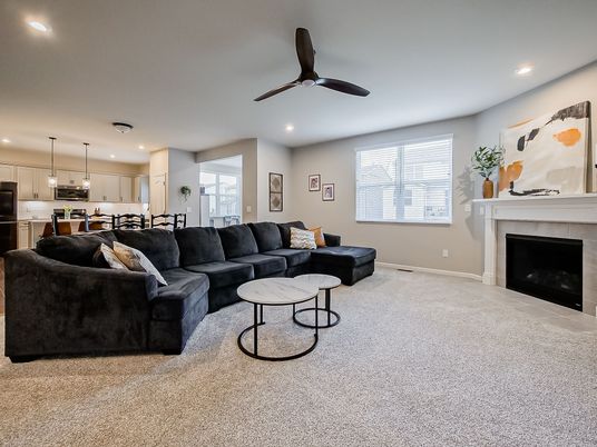Fireplace, Interior, Kitchen, Living room, Pendant Lights, Recessed Lighting