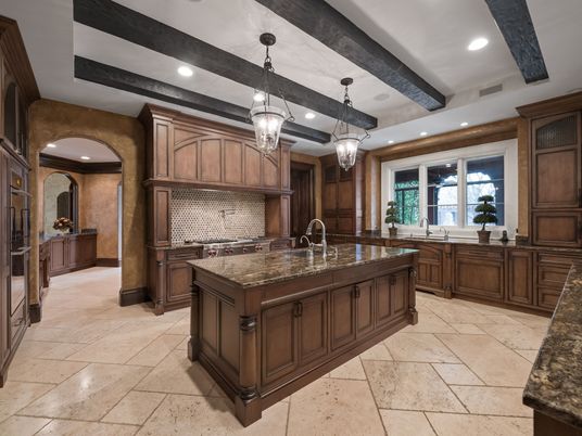 Interior, Kitchen, Pendant Lights, Recessed Lighting, Stainless Steel Appliances, Wooden Beams