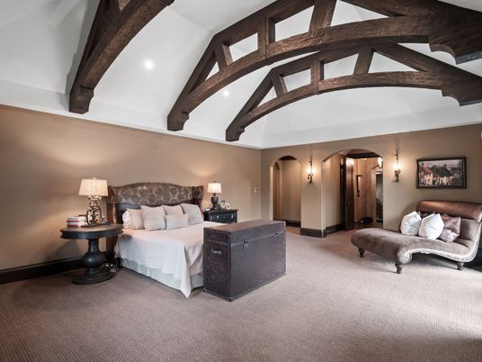 Bedroom, Interior, Recessed Lighting, Wooden Beams