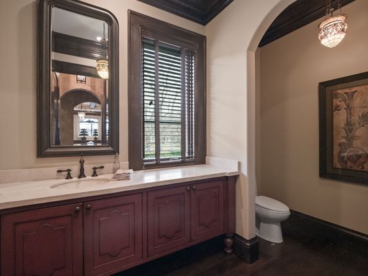 Bathroom, Interior, Pendant Lights, Wood Texture Flooring