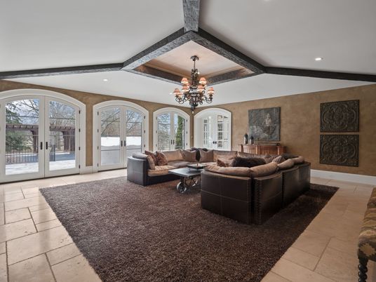 Chandelier, Interior, Living room, Recessed Lighting, Wooden Beams
