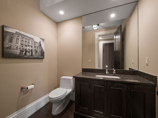Bathroom, Interior, Recessed Lighting, Wood Texture Flooring