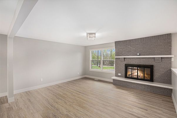 Empty room, Fireplace, Interior, Wood Texture Flooring
