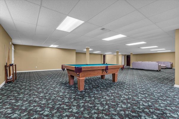 Billiard Table, Game Room, Interior, Recessed Lighting