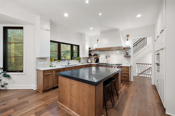 Interior, Kitchen, Recessed Lighting, Wood Texture Flooring