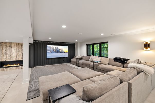 Fireplace, Interior, Living room, Recessed Lighting