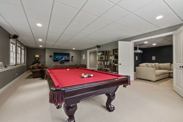 Billiard Table, Game Room, Interior, Recessed Lighting