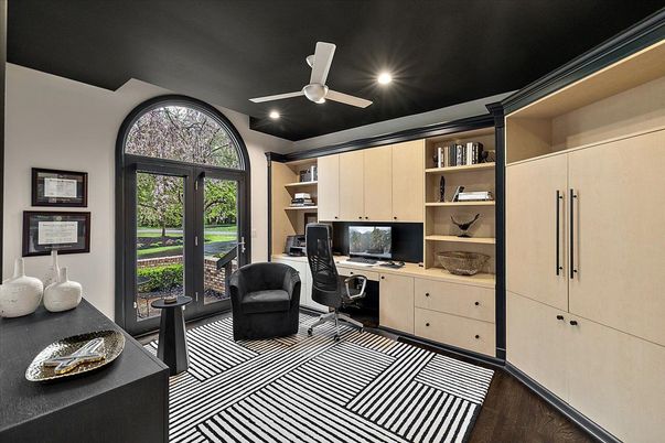 Home Office, Interior, Recessed Lighting, Wood Texture Flooring