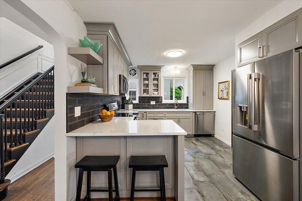 Interior, Kitchen, Stainless Steel Appliances, Wood Texture Flooring