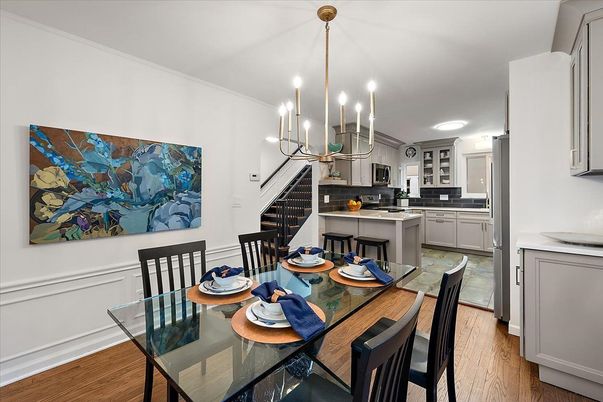 Chandelier, Dining room, Interior, Kitchen, Pendant Lights, Wood Texture Flooring