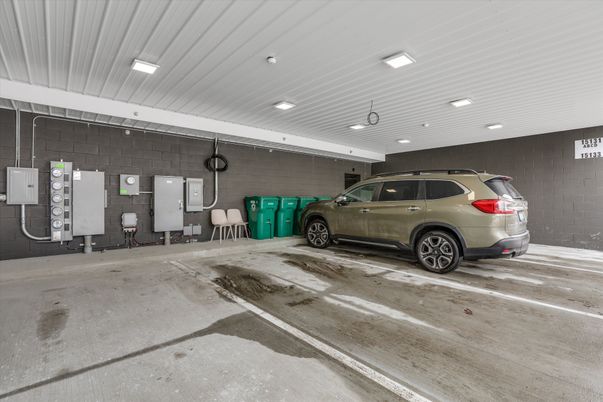 Garage, Interior, Recessed Lighting, Stone Walls